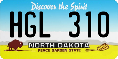 ND license plate HGL310