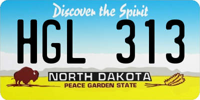 ND license plate HGL313
