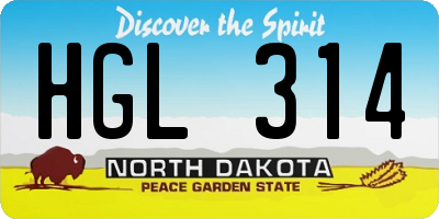 ND license plate HGL314