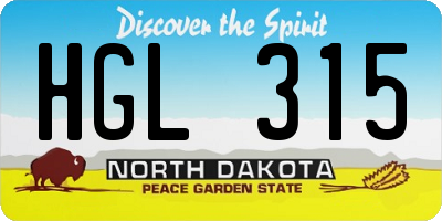 ND license plate HGL315