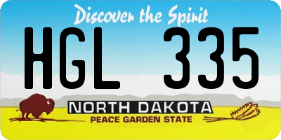 ND license plate HGL335