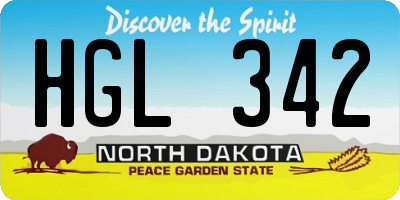 ND license plate HGL342