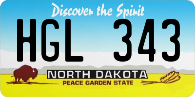ND license plate HGL343