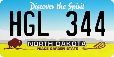 ND license plate HGL344