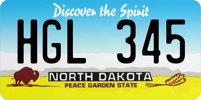 ND license plate HGL345