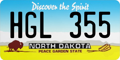 ND license plate HGL355