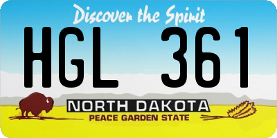 ND license plate HGL361