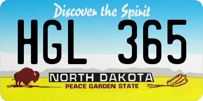 ND license plate HGL365