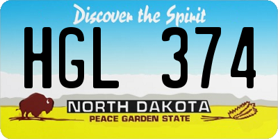 ND license plate HGL374