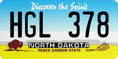 ND license plate HGL378