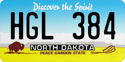 ND license plate HGL384