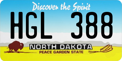 ND license plate HGL388