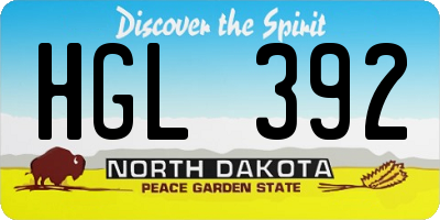 ND license plate HGL392