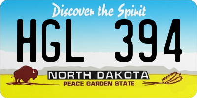 ND license plate HGL394
