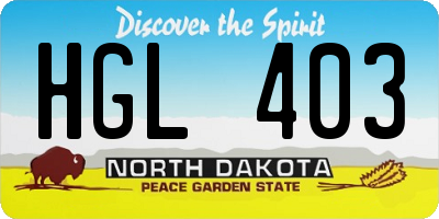 ND license plate HGL403