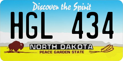 ND license plate HGL434