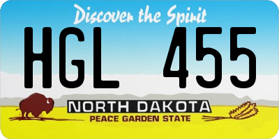 ND license plate HGL455