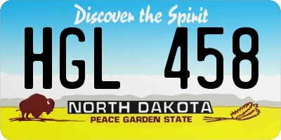 ND license plate HGL458