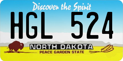 ND license plate HGL524