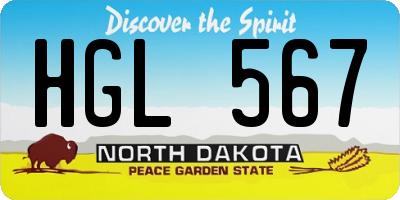 ND license plate HGL567