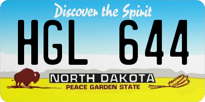 ND license plate HGL644