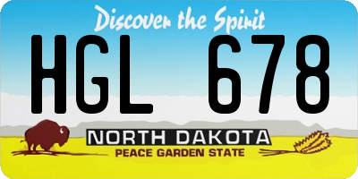 ND license plate HGL678