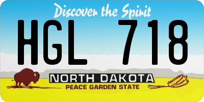 ND license plate HGL718