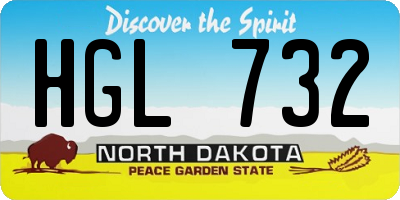 ND license plate HGL732