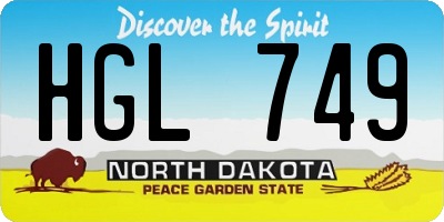ND license plate HGL749