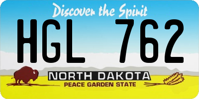 ND license plate HGL762
