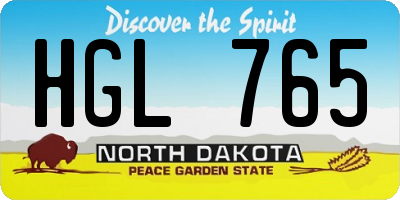 ND license plate HGL765