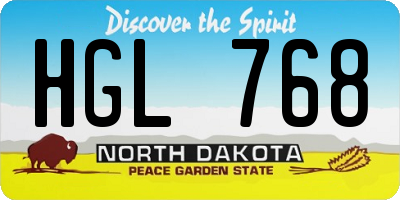 ND license plate HGL768