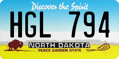 ND license plate HGL794