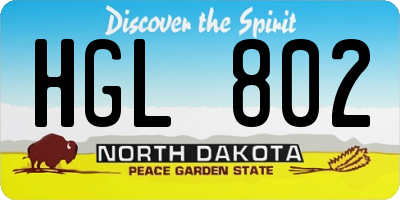 ND license plate HGL802
