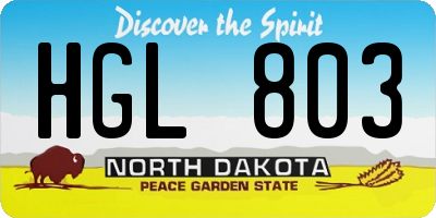 ND license plate HGL803