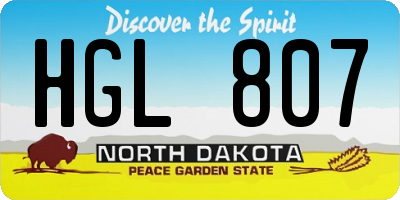 ND license plate HGL807