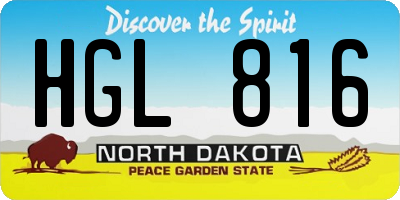 ND license plate HGL816