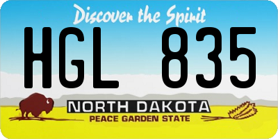 ND license plate HGL835