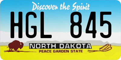 ND license plate HGL845