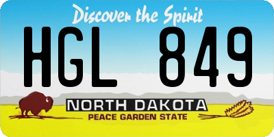 ND license plate HGL849