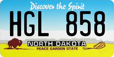 ND license plate HGL858