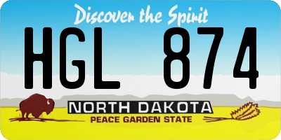 ND license plate HGL874