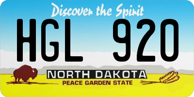 ND license plate HGL920