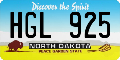 ND license plate HGL925