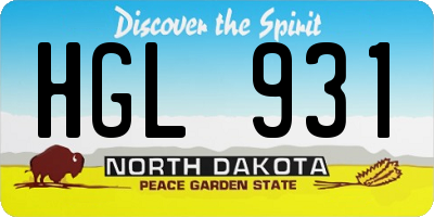 ND license plate HGL931