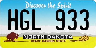 ND license plate HGL933