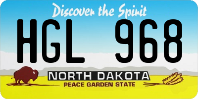ND license plate HGL968