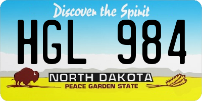 ND license plate HGL984