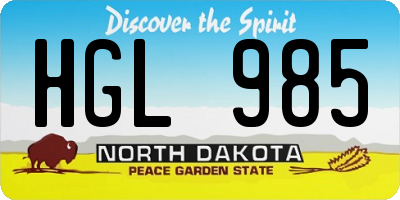 ND license plate HGL985