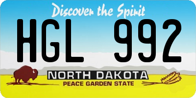 ND license plate HGL992